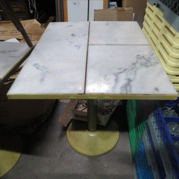 One Heavy Marble Type Table Top On A Pedestal Base. 24X30X29 - Image 1 of 1