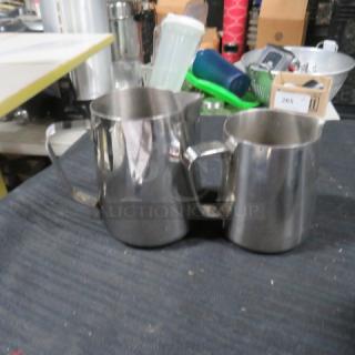Assorted Stainless Steel Frothing Pitcher. 2XBID