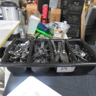 One Lot Of Flatware And Holder.
