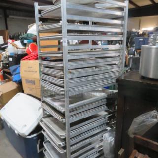 One Aluminum Speed Rack On Casters. RACK ONLY NO PANS INCLUDED. 20X26X71