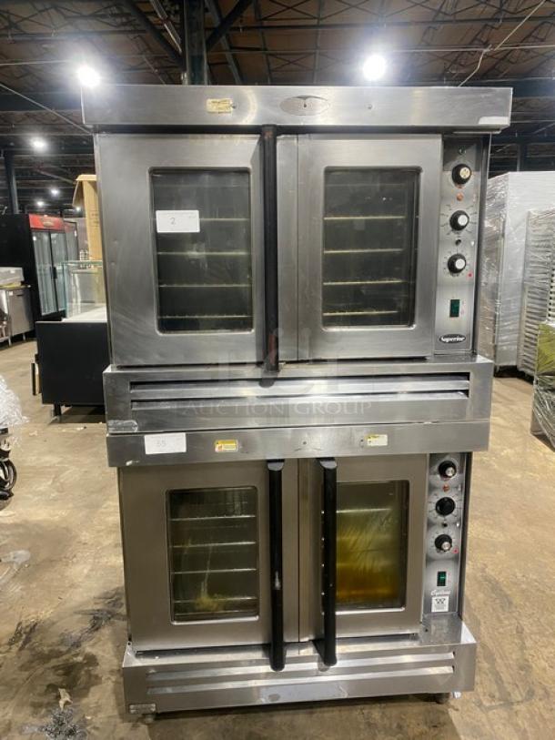 Bakers Pride Cyclone/Superior Series Commercial Stainless Steel Natural Gas Powered Double Stacked Convection Oven! With Wire Oven Racks! Model: BCO11G SN: 555031306004! 120V! On Casters! 2X Your Bid Makes One Unit! - Image 1 of 10