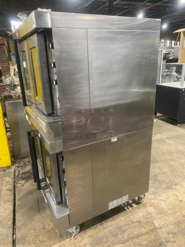 Bakers Pride Cyclone/Superior Series Commercial Stainless Steel Natural Gas Powered Double Stacked Convection Oven! With Wire Oven Racks! Model: BCO11G SN: 555031306004! 120V! On Casters! 2X Your Bid Makes One Unit! - Image 3 of 10