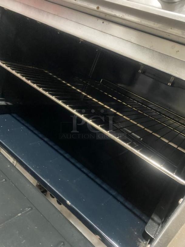 Imperial Commercial Stainless Steel Natural Gas Powered 10 Burner Range/Double Oven Combo! With Back Splash & Overhead Salamander Shelf! With Wired Oven Racks! On Casters! - Image 8 of 10