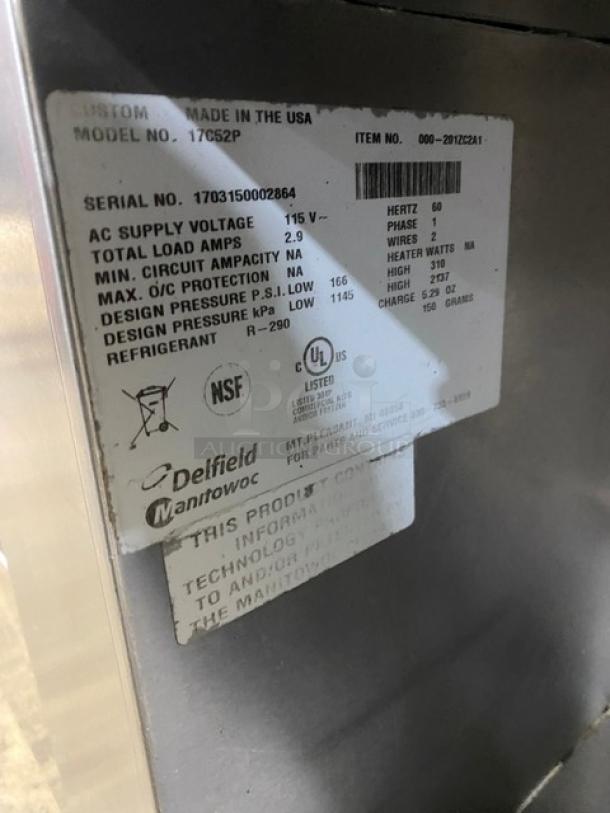 Delfield Commercial Stainless Steel 2 Drawer Refrigerated Chef Base/Equipment Stand! With Enclosed Dry Storage Space! Model: 17C52P SN: 1703150002864! 115V 1 Phase! On Casters! - Image 7 of 8