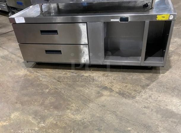Delfield Commercial Stainless Steel 2 Drawer Refrigerated Chef Base/Equipment Stand! With Enclosed Dry Storage Space! Model: 17C52P SN: 1703150002864! 115V 1 Phase! On Casters! - Image 1 of 8