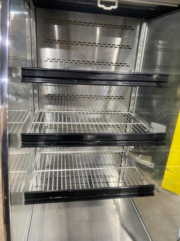 Omcan Commercial Stainless Steel Vertical Self-Contained Refrigerated Open Grab-N-Go Multi-Level Merchandiser Display Case! With LED Lighting & Pull-Down Night Curtain! With Adjustable Chrome Plated Wire Tier Racks! Model: 25825 SN: 2582531651110038! 110V 1 Phase! On Casters! - Image 5 of 8