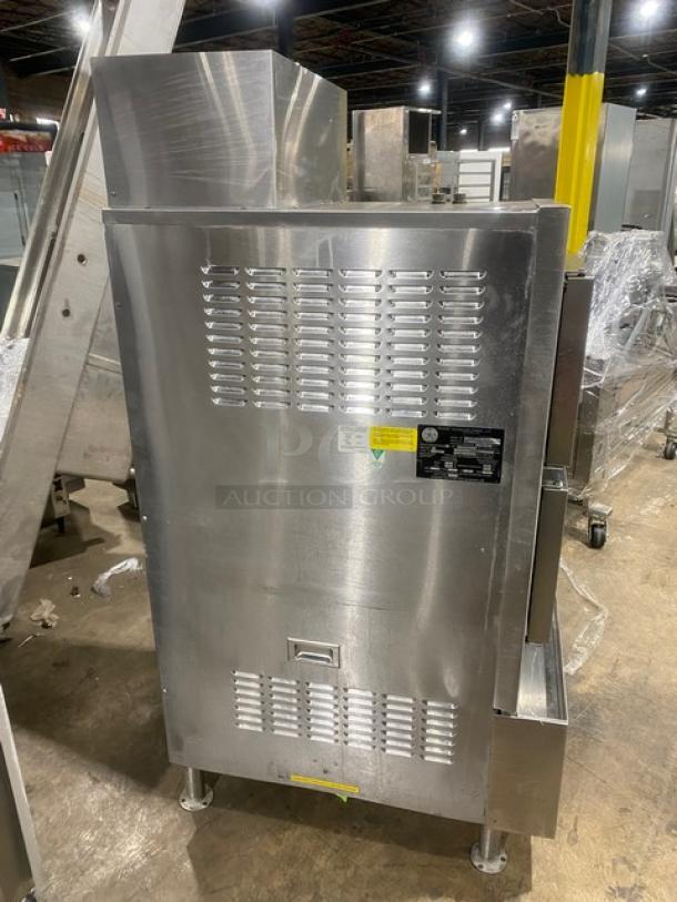 Cleveland Range Enodis Series Commercial Stainless Steel Natural Gas Powered Dual Compartment Convection Steamer! With SureCook Controls! With Built In Pan Holding Racks! Model: 24CGA6.2S SN: WC 87823-04I-01! 120V 1 Phase! On Legs! - Image 2 of 10