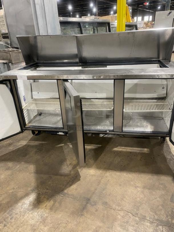 True Commercial Stainless Steel 3 Door Refrigerated Bain Marie Style Mega Top Salad/Sandwich Prep Table! With Poly Coated Wire Racks! On Casters! - Image 5 of 9