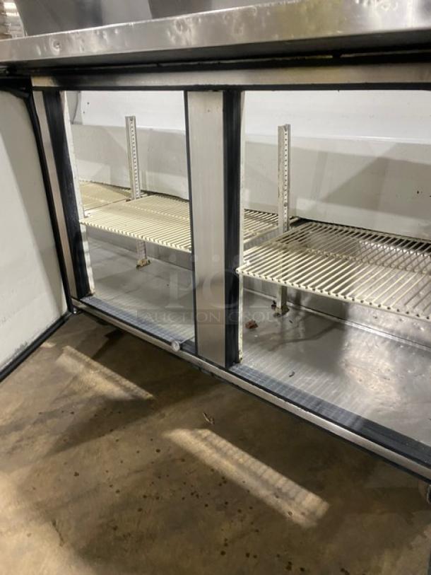 True Commercial Stainless Steel 3 Door Refrigerated Bain Marie Style Mega Top Salad/Sandwich Prep Table! With Poly Coated Wire Racks! On Casters! - Image 6 of 9
