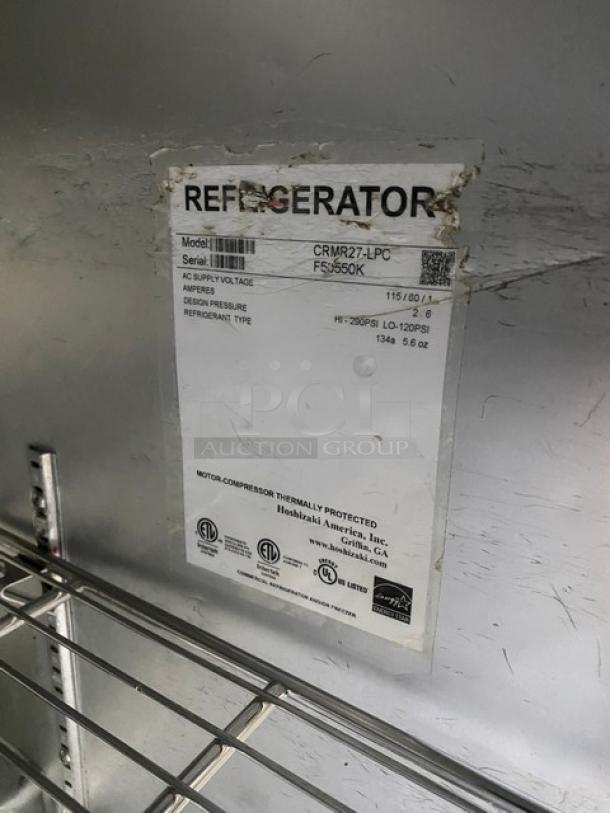 Hoshizaki Commercial Stainless Steel Solid Single Door Undercounter Refrigerator! Energy Star Certified! With Wire Racks! Model: CRMR27-LPC SN: F50550K! 115V 1 Phase! - Image 6 of 7