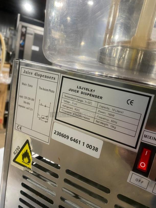 Vevor Commercial Stainless Steel Refrigerated Countertop 18 L. Juice Dispenser! With Drip Tray & Clear Polycarbonate Tank! Model: LSJ18LX1 SN: 230609 6461 1 0038! 110V 1 Phase! - Image 5 of 8