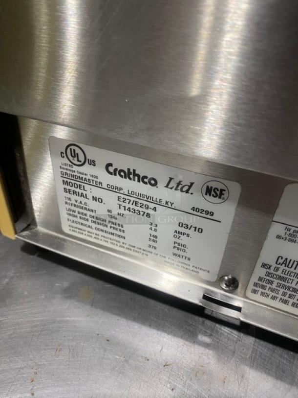 Crathco By Grindmaster Commercial Stainless Steel Refrigerated Countertop Mini-Twin Double Cold Beverage Dispenser! Model: E27/E29-4 SN: T143378! 115V 1 Phase! - Image 6 of 7