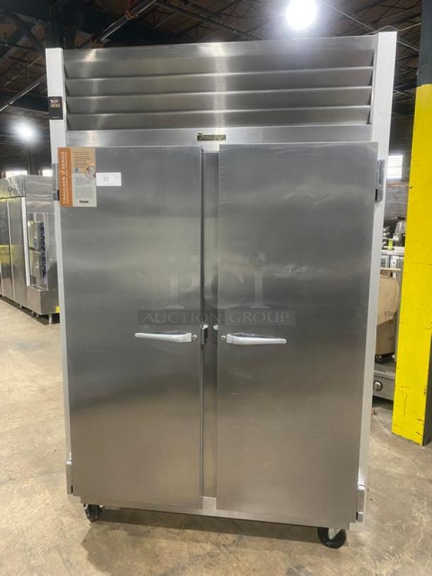 Traulsen Commercial Stainless Steel Solid 2 Door Reach In Refrigerator! Energy Star Certified! With Poly Coated Wire Racks! Model: G20010 SN: M98276J08! 115V 1 Phase! On Casters! - Image 1 of 10