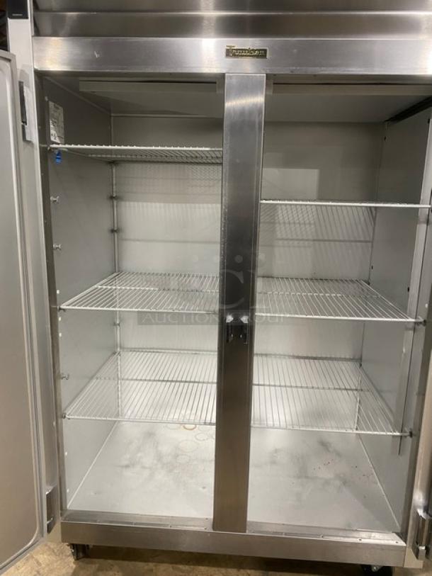 Traulsen Commercial Stainless Steel Solid 2 Door Reach In Refrigerator! Energy Star Certified! With Poly Coated Wire Racks! Model: G20010 SN: M98276J08! 115V 1 Phase! On Casters! - Image 5 of 10