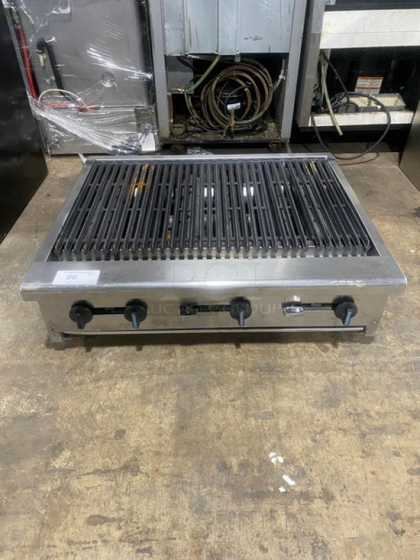 Radiance By Turbo Air Commercial Stainless Steel Natural Gas Powered 36" Countertop Char Broiler! With Cast Iron Grates! With Individual Controls! Model: TARB-36! On Legs! - Image 1 of 7