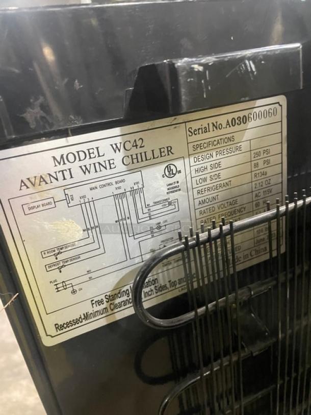 Avanti Commercial Undercounter Wine Chiller Cooler! With Adjustable Wire Racks! Model: WC42 SN: A030600060! 115V 1 Phase! - Image 7 of 8