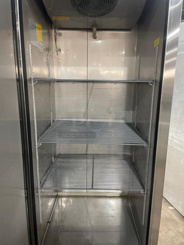 Asber Commercial Stainless Steel Solid Single Door Reach In Refrigerator! With Poly Coated Wire Racks! Model: ARR 17 F HC SN: 8102117905! 115V 1 Phase! On Casters! - Image 5 of 9