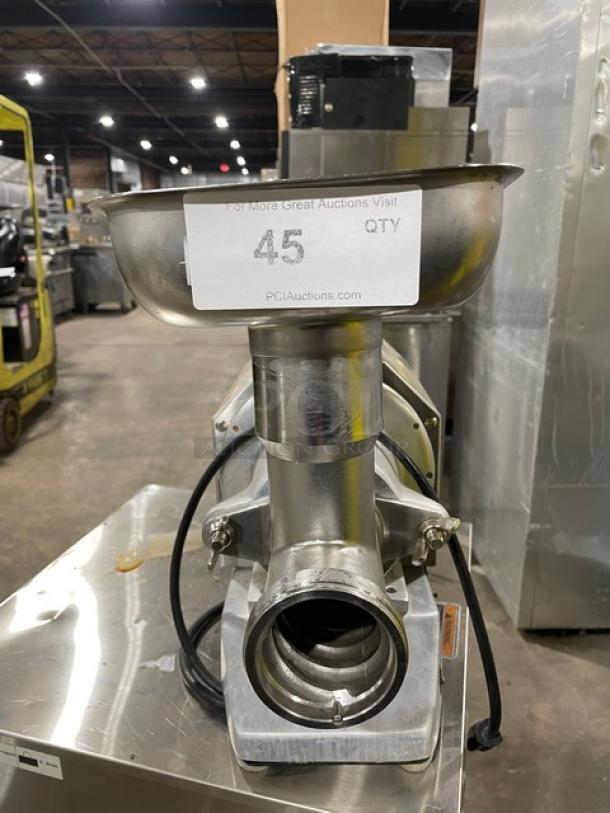 Fleetwood Commercial Stainless Steel Electric Powered Countertop Meat Grinder! With Grinder Head Attachment! Model: M-12-S SN: D.01.10092! 115V 1 Phase! On Non-Slip Grip Feet! - Image 1 of 9