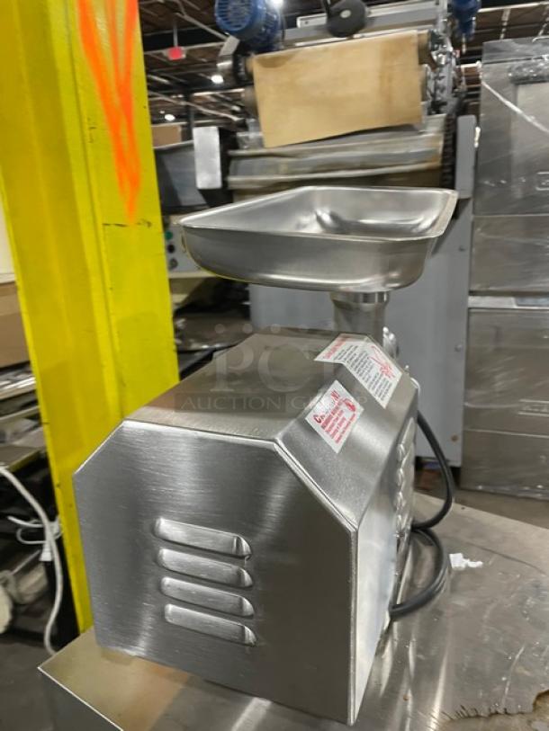 Fleetwood Commercial Stainless Steel Electric Powered Countertop Meat Grinder! With Grinder Head Attachment! Model: M-12-S SN: D.01.10092! 115V 1 Phase! On Non-Slip Grip Feet! - Image 3 of 9