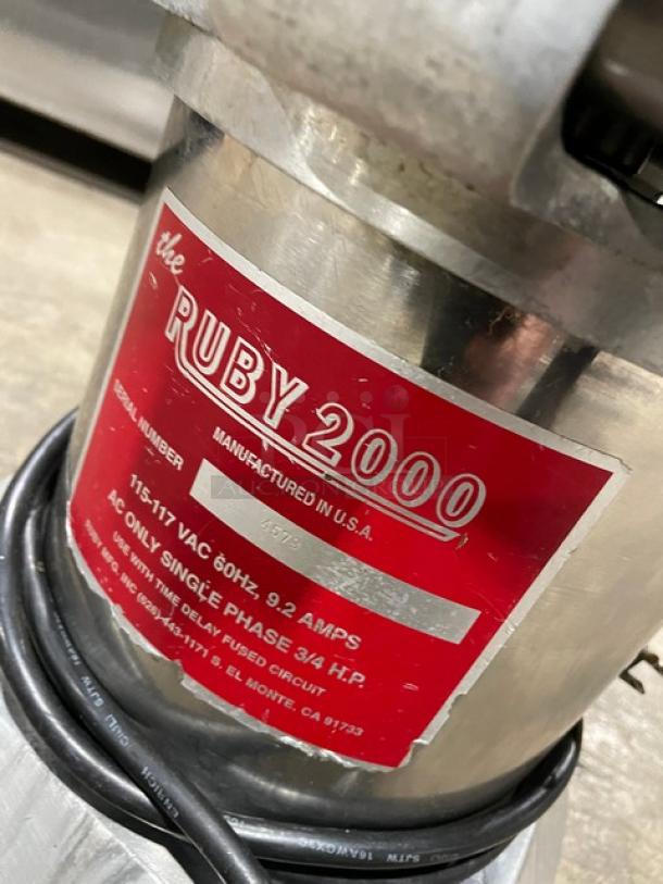 The Ruby 2000 Commercial Stainless-Steel Heavy-Duty Countertop Juice Extractor! Model: Ruby 2000 SN: 4573! 115-117V 1 Phase! - Image 6 of 7