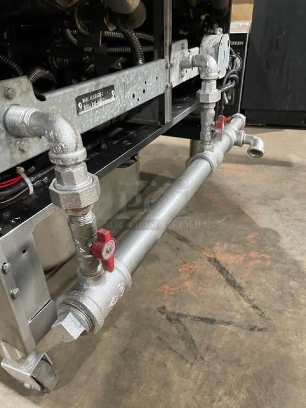 Vulcan Commercial Stainless Steel Natural Gas Powered Double Bay Deep Fat Fryer! With Back Splash & Basket Hangers! With Frying Baskets! Model: 2GR45MF SN: 48-1650173! On Casters! - Image 11 of 12
