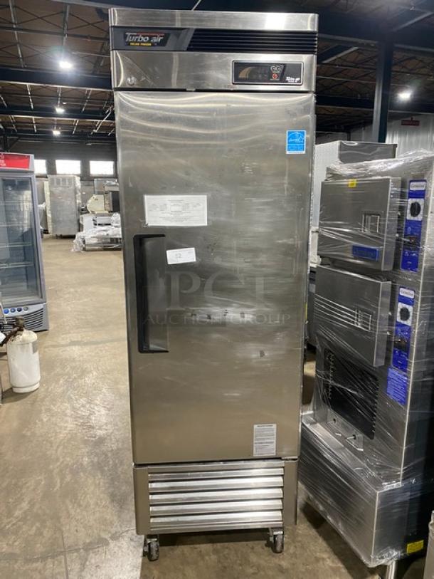 Turbo-Air Commercial Stainless Steel Solid Single Door Reach In Deluxe Freezer! Energy Star Certified! With Poly Coated Wire Racks! Model: TSF-23SD SN: DF23211003! 115V 1 Phase! On Casters! - Image 1 of 10