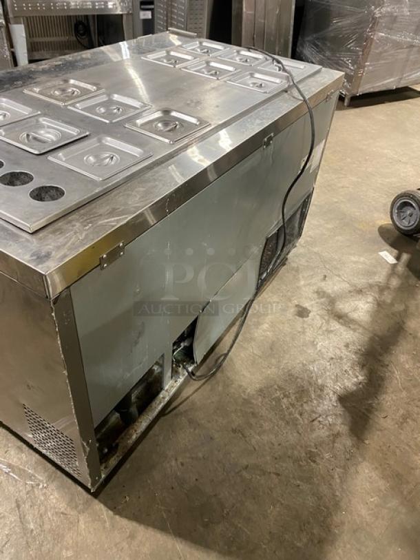 Atosa! 2021! Commercial Stainless Steel Refrigerated 2 Door Mega Top Salad/Sandwich Prep Table! With Pan Lids! With Poly Coated Wire Racks! Model: MSF8307GR SN: MSF8307GRAUS1T0321113000C40037! 115V 1 Phase! On Casters! Working When Removed! Under Warranty! - Image 3 of 10