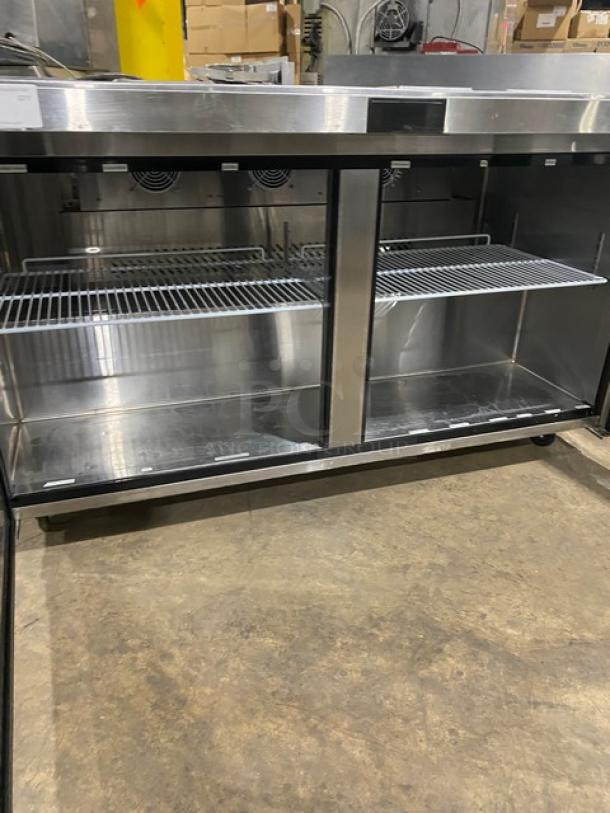 Atosa! 2021! Commercial Stainless Steel Refrigerated 2 Door Mega Top Salad/Sandwich Prep Table! With Pan Lids! With Poly Coated Wire Racks! Model: MSF8307GR SN: MSF8307GRAUS1T0321113000C40037! 115V 1 Phase! On Casters! Working When Removed! Under Warranty! - Image 7 of 10