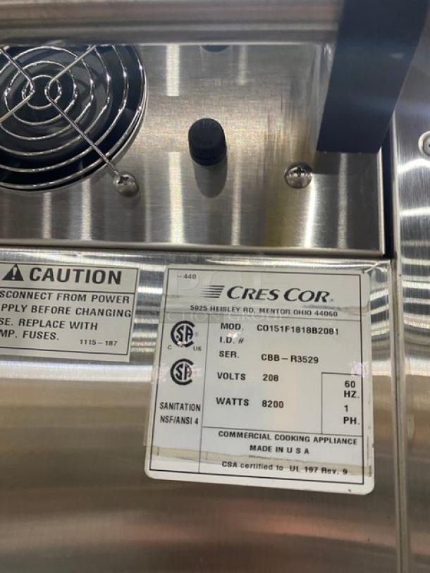 Cres Cor Roast-N-Hold Series Commercial Stainless Steel Electric Powered Full Height Double Door Gentle Convection Oven/Holding Cabinet! With Built In Pan Holding Racks! Model: CO151F1818B2081 SN: CBB-R3529! 208V 1 Phase! On Casters! Working When Removed! - Image 5 of 8
