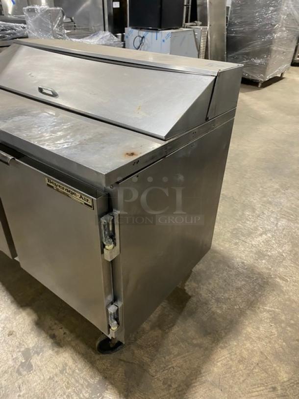 Beverage-Air Commercial Stainless Steel 2 Door Refrigerated Bain Marie Style Mega Top Salad/Sandwich Prep Table! Model: SP48-12! 115V 1 Phase! On Casters! - Image 2 of 9