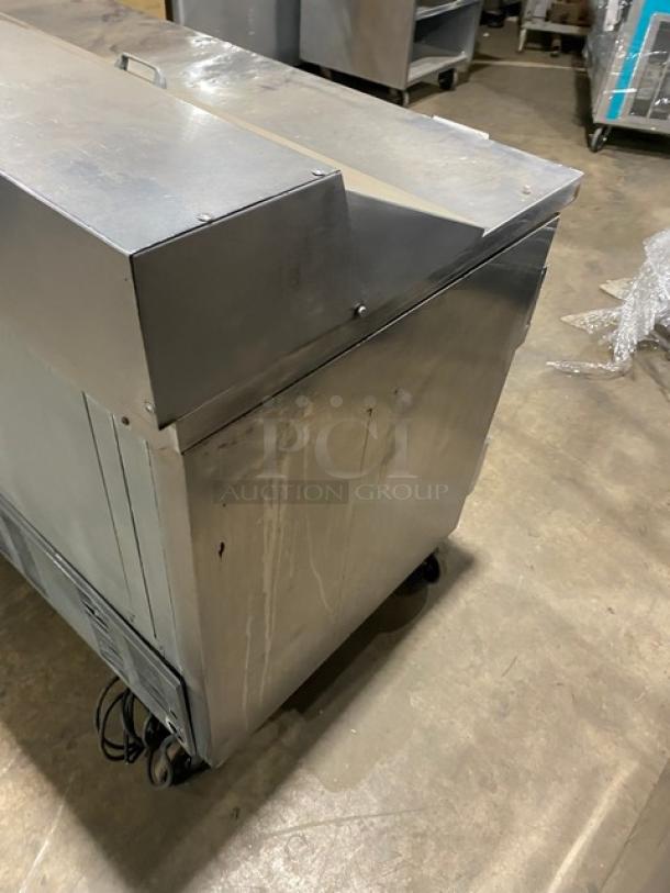 Beverage-Air Commercial Stainless Steel 2 Door Refrigerated Bain Marie Style Mega Top Salad/Sandwich Prep Table! Model: SP48-12! 115V 1 Phase! On Casters! - Image 4 of 9