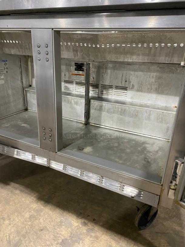 Beverage-Air Commercial Stainless Steel 2 Door Refrigerated Bain Marie Style Mega Top Salad/Sandwich Prep Table! Model: SP48-12! 115V 1 Phase! On Casters! - Image 6 of 9