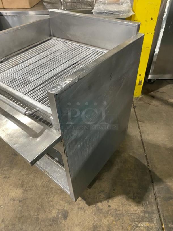 MagiKitch'n Commercial Stainless Steel Natural Gas Powered Char Broiler! With Back & Side Splash! With Pan Rail & Double Shelf Enclosed Base! Model: EMSMF30 SN: 99015007! On Casters! - Image 3 of 8