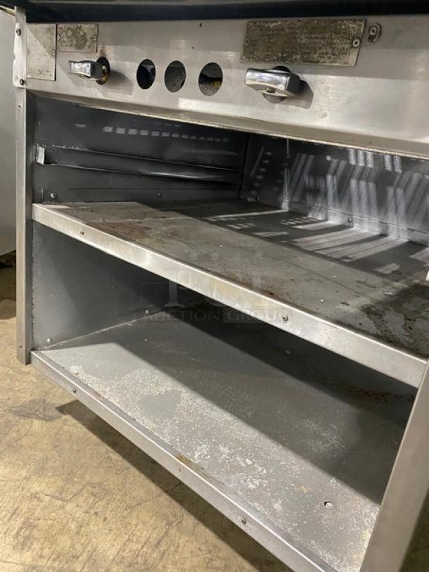 MagiKitch'n Commercial Stainless Steel Natural Gas Powered Char Broiler! With Back & Side Splash! With Pan Rail & Double Shelf Enclosed Base! Model: EMSMF30 SN: 99015007! On Casters! - Image 6 of 8