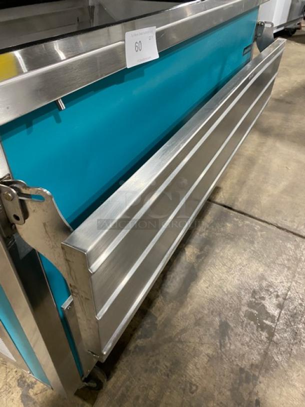 Delfield Commercial Stainless Steel Custom Buffet Style Hot/Cold Counter! With Lift Open Sneeze Guard! With Foldable Tray Slide & Prep Station! Model: Custom SN: 92011801M! 120/208-230V 1 Phase! On Casters! - Image 10 of 11