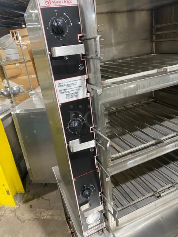 Market Forge A-Cooker Series Commercial Stainless Steel Natural Gas Powered 3 Compartment Steam Broiler Cabinet! With Individual Controls! With Wired Oven Racks! Model: M36G300A-4SP SN: 220533! 120V 1 Phase! On Legs! - Image 6 of 9