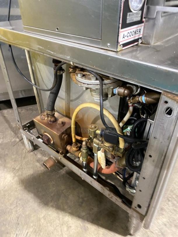 Market Forge A-Cooker Series Commercial Stainless Steel Natural Gas Powered 3 Compartment Steam Broiler Cabinet! With Individual Controls! With Wired Oven Racks! Model: M36G300A-4SP SN: 220533! 120V 1 Phase! On Legs! - Image 9 of 9
