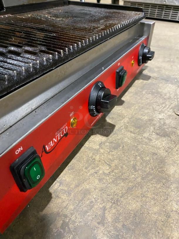 Avantco Commercial Stainless Steel Electric Powered Countertop Dual Panini/Sandwich Press Grill! With Thermostatic Controls! With Upper & Lower Grooved Grates! Model: 177PG400 SN: CK-230628R-1168! 120V 1 Phase! - Image 7 of 8