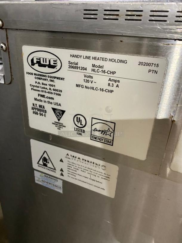 FWE Commercial Stainless Steel Electric Powered Undercounter 16 Pan Mobile Insulated Heated Holding Cabinet! Energy Star Certified! With Built In Pan Holding Racks! Model: HLC-16-CHP SN: 206891204! 120V 1 Phase! On Casters! - Image 5 of 9
