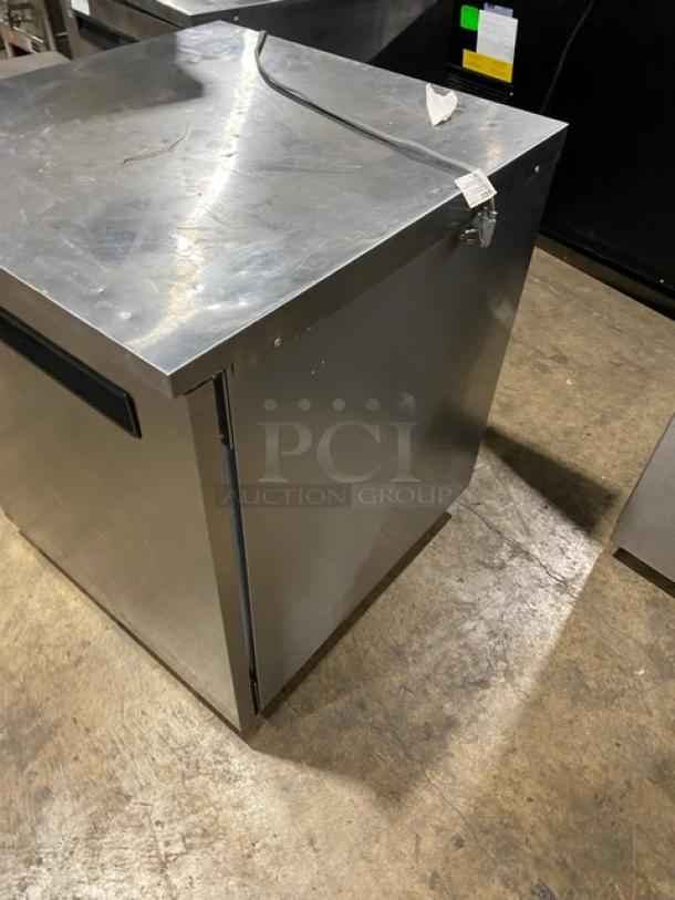Delfield Commercial Stainless Steel Single Door Undercounter Worktop Refrigerator! With Built In Wide Panel Pan Holding Rack! Model: 406-STAR4 SN: 0806152000496! 115V 1 Phase! On Casters! - Image 3 of 7