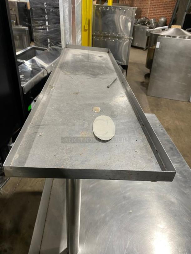 Commercial Stainless Steel Worktop Table! With Mini Turned Up Back Splash & Overhead Shelf! With Single Undershelf! On Casters! - Image 8 of 8