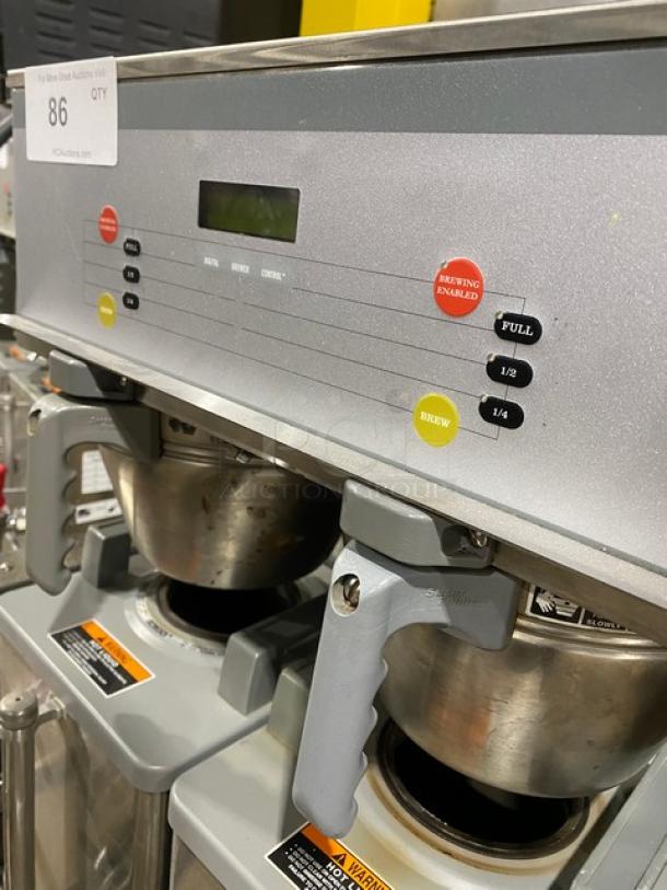 Bunn Starbucks Style Commercial Stainless Steel Countertop Dual Soft Heat Coffee Brewer! With Hot Water Dispenser! With Brew Baskets & Bunn Stainless Steel Servers! Model: DUAL SH DBC SN: DUAL217239! 120/208V 1 Phase! On Legs! - Image 5 of 9