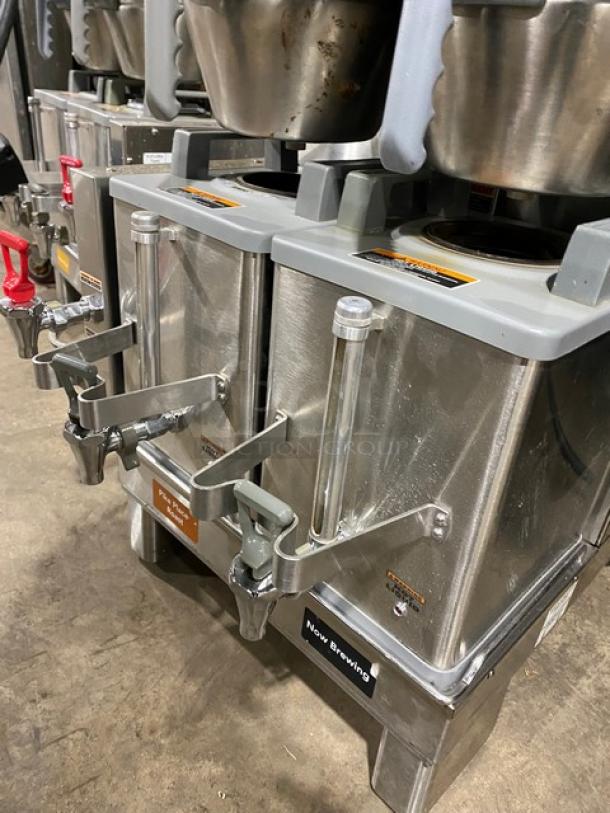 Bunn Starbucks Style Commercial Stainless Steel Countertop Dual Soft Heat Coffee Brewer! With Hot Water Dispenser! With Brew Baskets & Bunn Stainless Steel Servers! Model: DUAL SH DBC SN: DUAL217239! 120/208V 1 Phase! On Legs! - Image 6 of 9