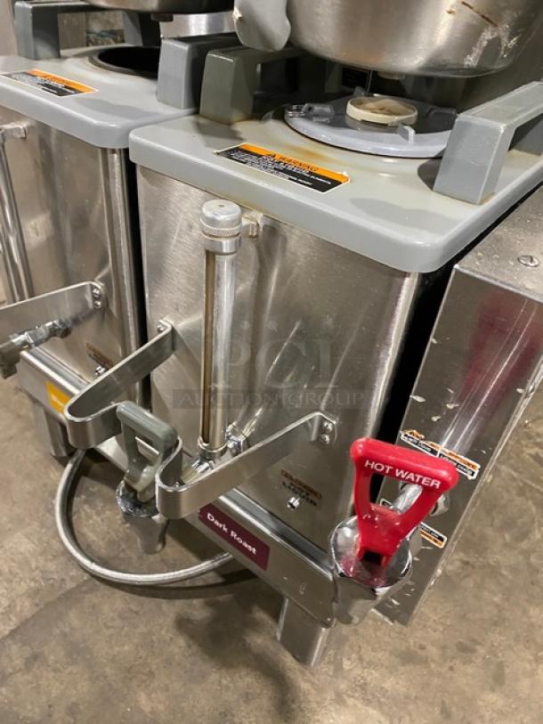 Bunn Starbucks Style Commercial Stainless Steel Countertop Dual Soft Heat Coffee Brewer! With Hot Water Dispenser! With Brew Baskets & Bunn Stainless Steel Servers! Model: DUAL SH DBC SN: DUAL185617! 120/208V 1 Phase! On Legs! - Image 6 of 8