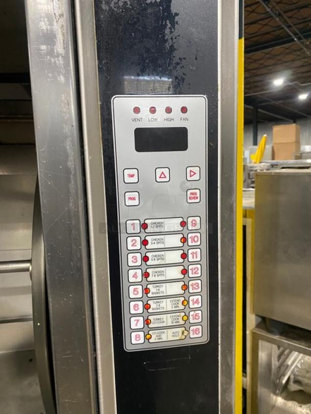 Cleveland Range Boston Market Style Commercial Stainless Steel Natural Gas Powered Open Display Rotisserie Convection Oven! With Single Undershelf Base! Model: BMR32 SN: WC98203-06I-01! 115V 1 Phase! On Casters! - Image 7 of 8