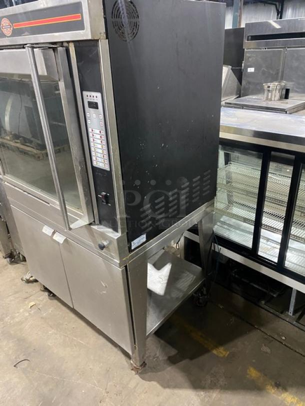 Cleveland Range Boston Market Style Commercial Stainless Steel Natural Gas Powered Open Display Rotisserie Convection Oven! With Single Undershelf Base! Model: BMR32 SN: WC34346-96D-71! 115V 1 Phase! On Casters! - Image 2 of 8