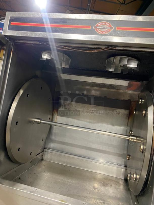 Cleveland Range Boston Market Style Commercial Stainless Steel Natural Gas Powered Open Display Rotisserie Convection Oven! With Single Undershelf Base! Model: BMR32 SN: WC34346-96D-71! 115V 1 Phase! On Casters! - Image 5 of 8