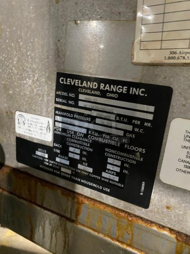 Cleveland Range Boston Market Style Commercial Stainless Steel Natural Gas Powered Open Display Rotisserie Convection Oven! With Single Undershelf Base! Model: BMR32 SN: WC33839-96C-01! 115V 1 Phase! On Casters! - Image 7 of 8