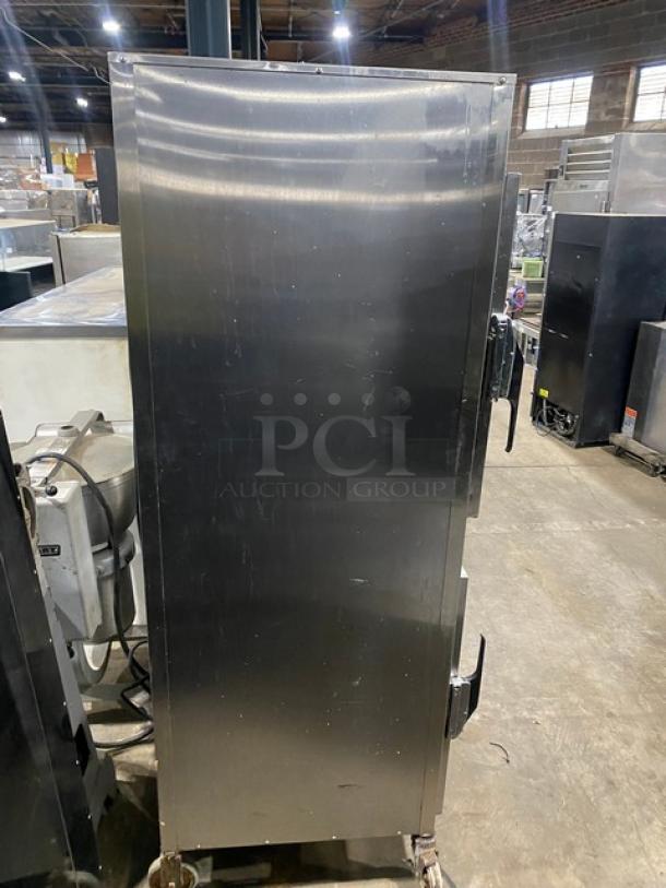 Alto-Shaam Commercial Stainless Steel Dutch Door Dual Compartment Mobile Hot Food Heated Holding Cabinet! With Built In Pan Holding Racks! Model: 1000-UP SN: 1077055-000! 120V 1 Phase! On Casters! - Image 2 of 9