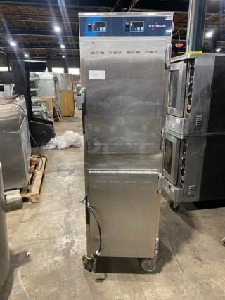 Alto-Shaam Commercial Stainless Steel Dutch Door Dual Compartment Mobile Hot Food Heated Holding Cabinet! With Built In Pan Holding Racks! Model: 1000-UP SN: 2049363-000! 120V 1 Phase! On Casters!